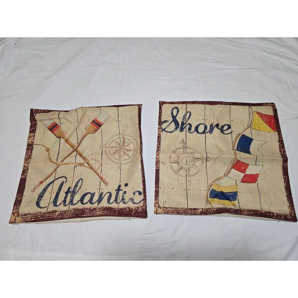 Nautical Coastal Pillow Covers Set of 2 